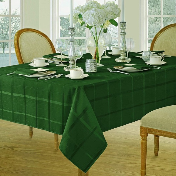 Holiday Tablecloth, 52 Inch x 52 Inch Square, Hunter Green - Picture 1 of 6
